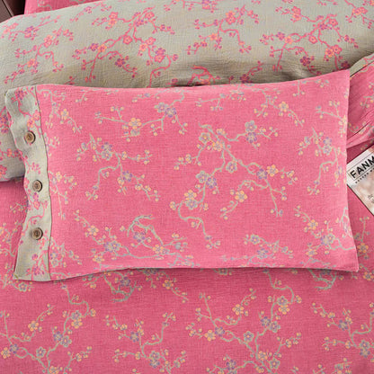 Parure de lit jacquard en gaze de coton Wintersweet (4 pièces)