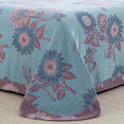 Parure de lit jacquard en gaze de coton tournesol (4 pièces)