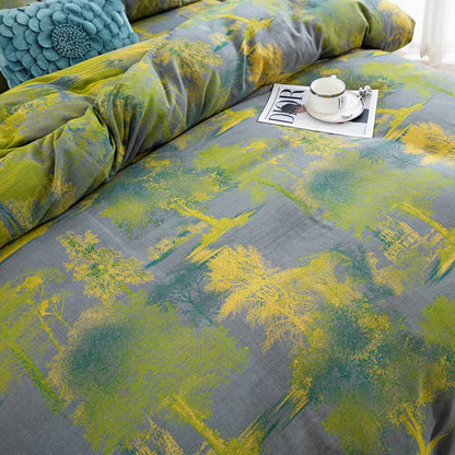 Parure de lit en gaze de coton jacquard à motif arbre (4 pièces)