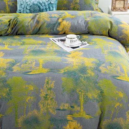 Parure de lit en gaze de coton jacquard à motif arbre (4 pièces)