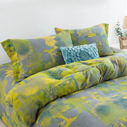 Parure de lit en gaze de coton jacquard à motif arbre (4 pièces)