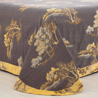 Parure de lit en gaze de coton jacquard à imprimé paysage (4 pièces)