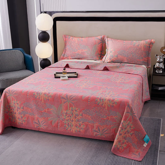 Couette en coton teint en fil rose de style tropical