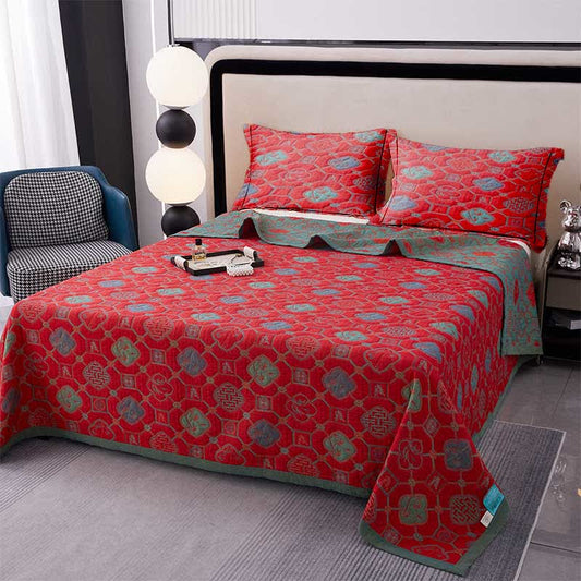 Couette vintage en coton teint en fil avec motif bambou