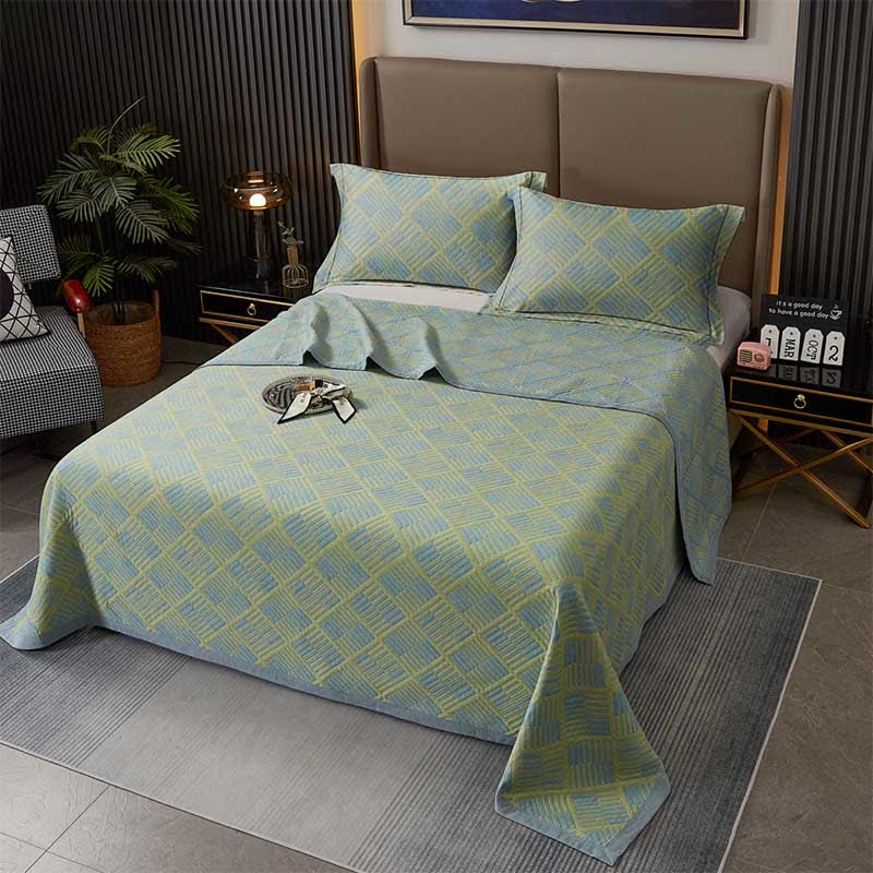 Couette géométrique à motif de losanges et coton teint en fil