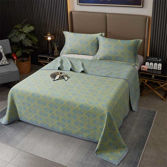 Couette géométrique à motif de losanges et coton teint en fil