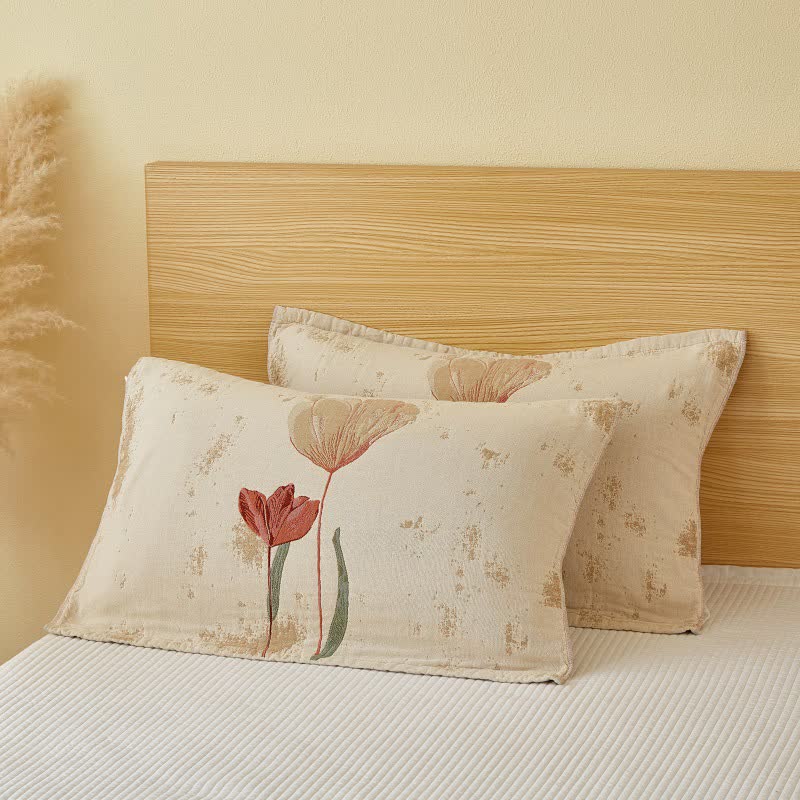 Couette en gaze de coton à motif tulipe