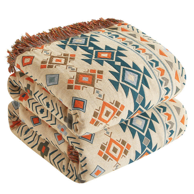 Couette bohème en gaze de coton à motif géométrique