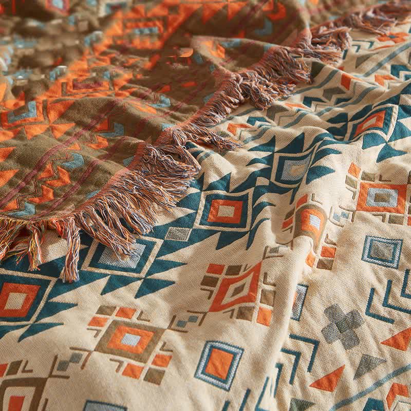 Couette bohème en gaze de coton à motif géométrique