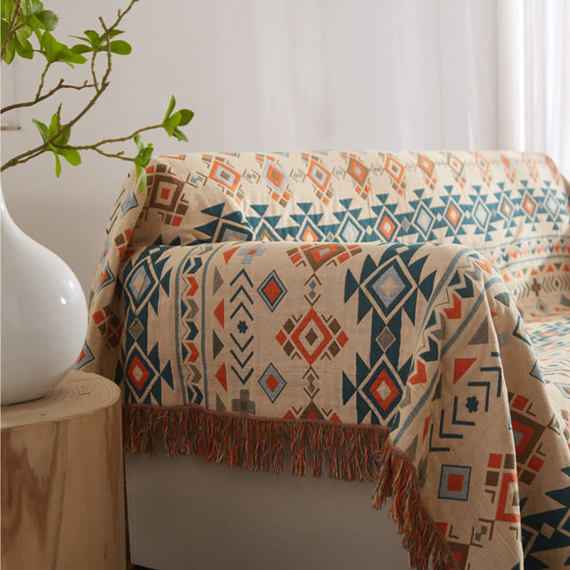 Couette bohème en gaze de coton à motif géométrique