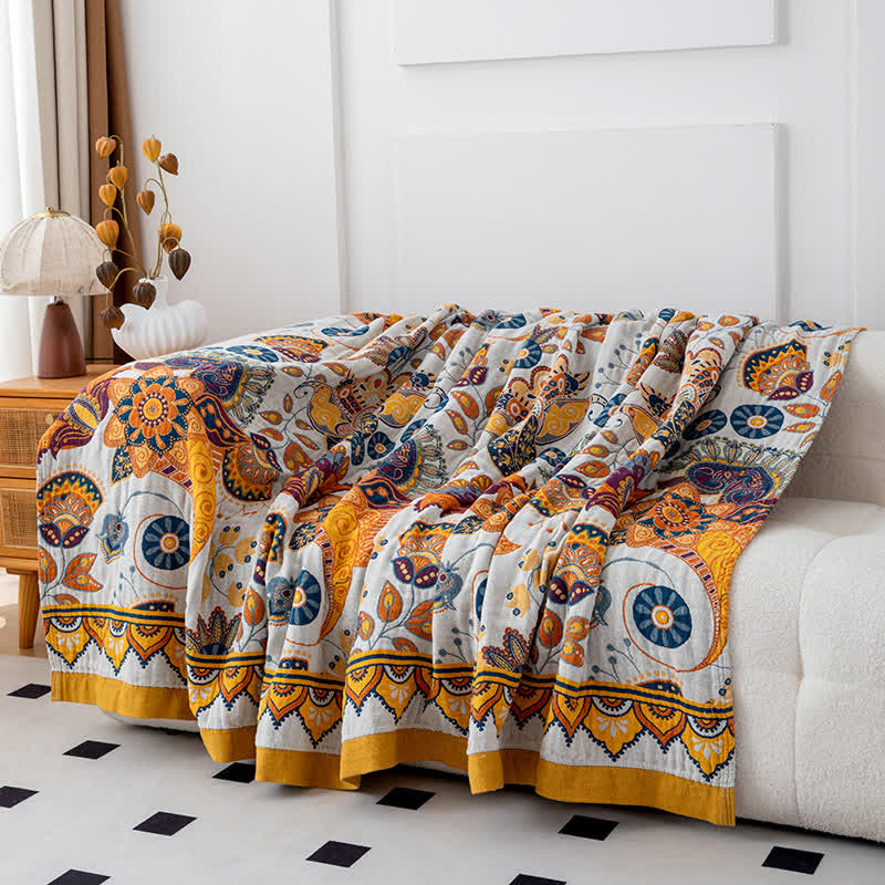 Couette artistique en gaze de coton à motif floral