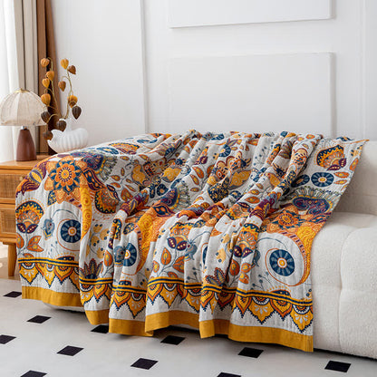 Couette artistique en gaze de coton à motif floral