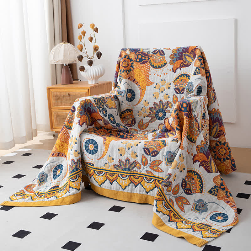 Couette artistique en gaze de coton à motif floral