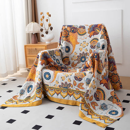 Couette artistique en gaze de coton à motif floral