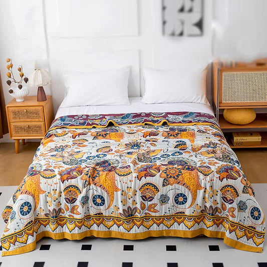 Couette artistique en gaze de coton à motif floral