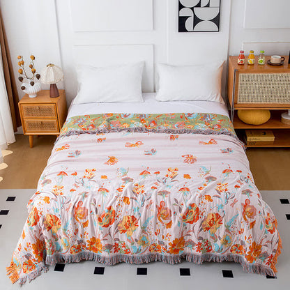 Couette en gaze de coton à motif papillon et rose