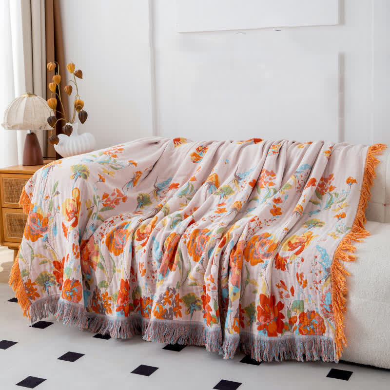 Couette en gaze de coton à motif papillon et rose