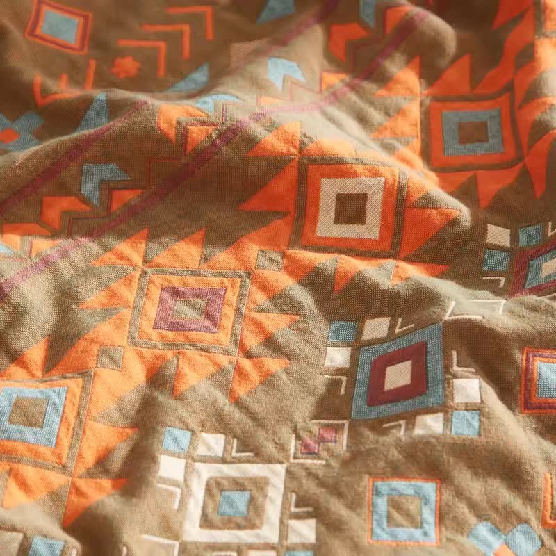 Couette bohème en gaze de coton à motif géométrique