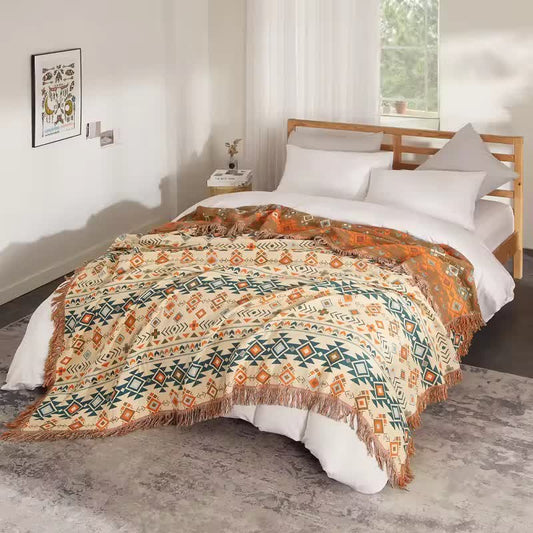 Couette bohème en gaze de coton à motif géométrique