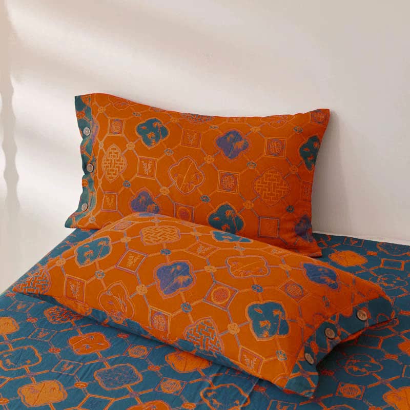 Couvre-lit réversible en gaze de coton jacquard teint en fil de style rétro