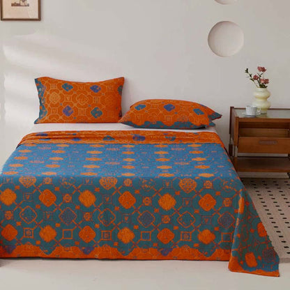 Couvre-lit réversible en gaze de coton jacquard teint en fil de style rétro