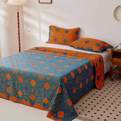 Couvre-lit réversible en gaze de coton jacquard teint en fil de style rétro