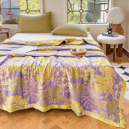 Couverture d'été double épaisseur tropicale vintage en pur coton