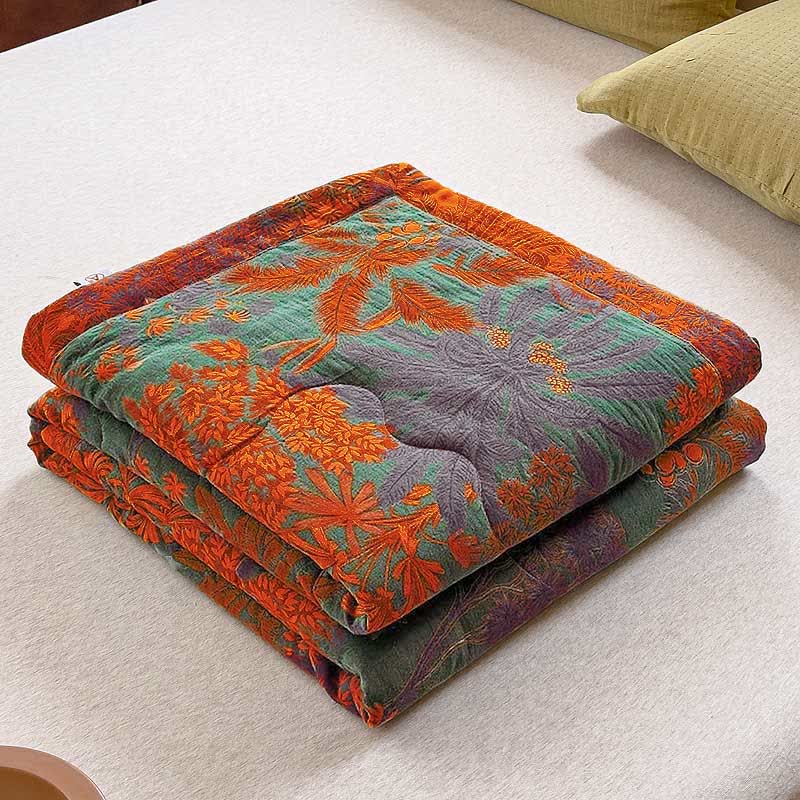 Couverture d'été double épaisseur tropicale vintage en pur coton