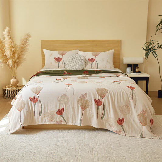Couette en gaze de coton à motif tulipe