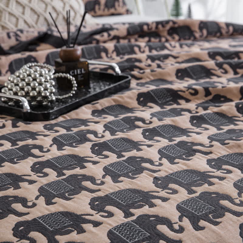 Couvre-lit en mousseline de coton à motif éléphant thaïlandais