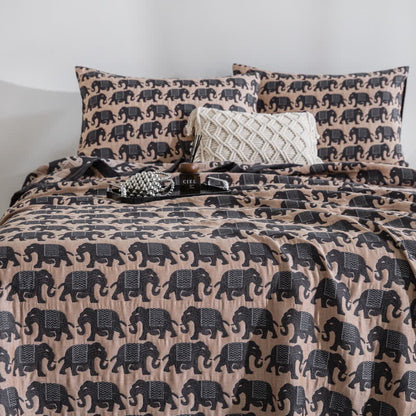 Couvre-lit en mousseline de coton à motif éléphant thaïlandais