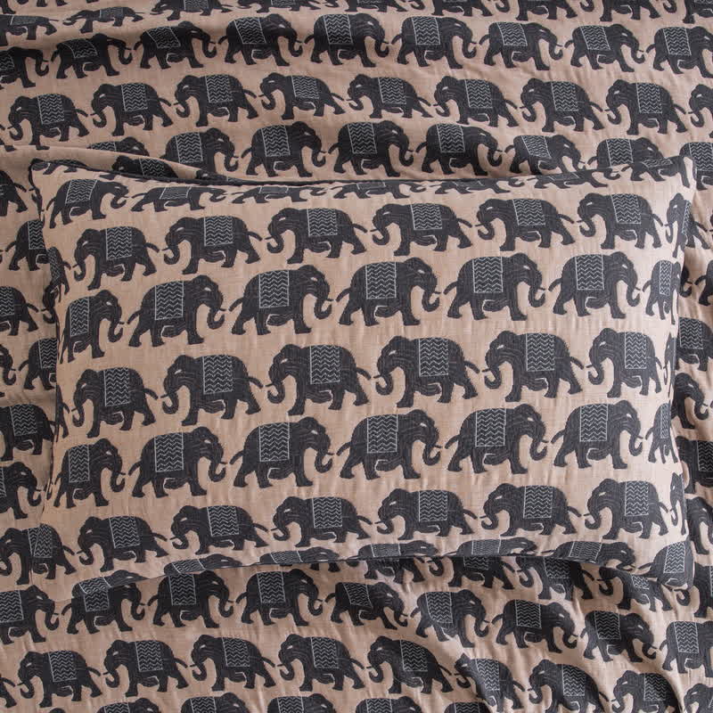 Couvre-lit en mousseline de coton à motif éléphant thaïlandais