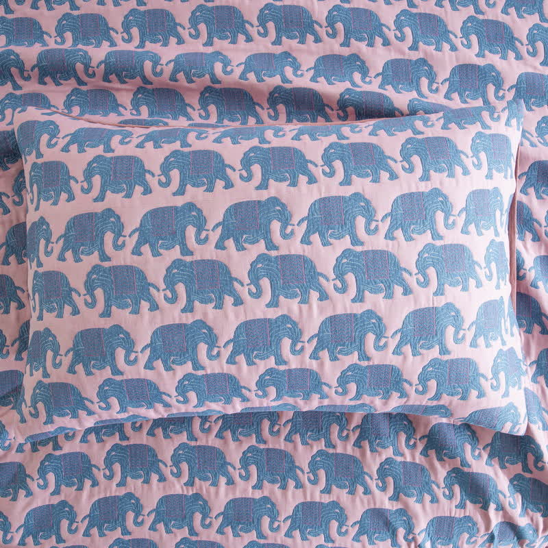Couvre-lit en mousseline de coton à motif éléphant thaïlandais
