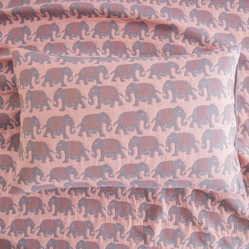 Couvre-lit en mousseline de coton à motif éléphant thaïlandais