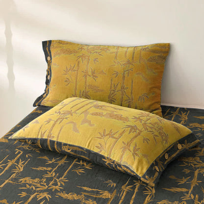 Couette réversible en gaze de coton teint en fil avec imprimé bambou - image 6