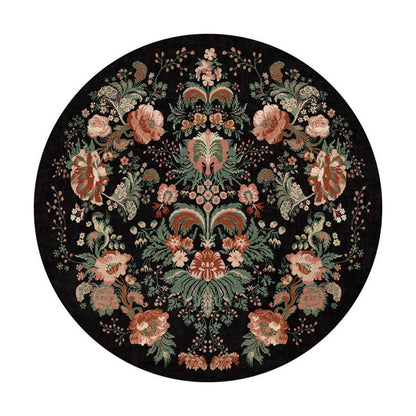 Tapis rond vintage imperméable à motif floral