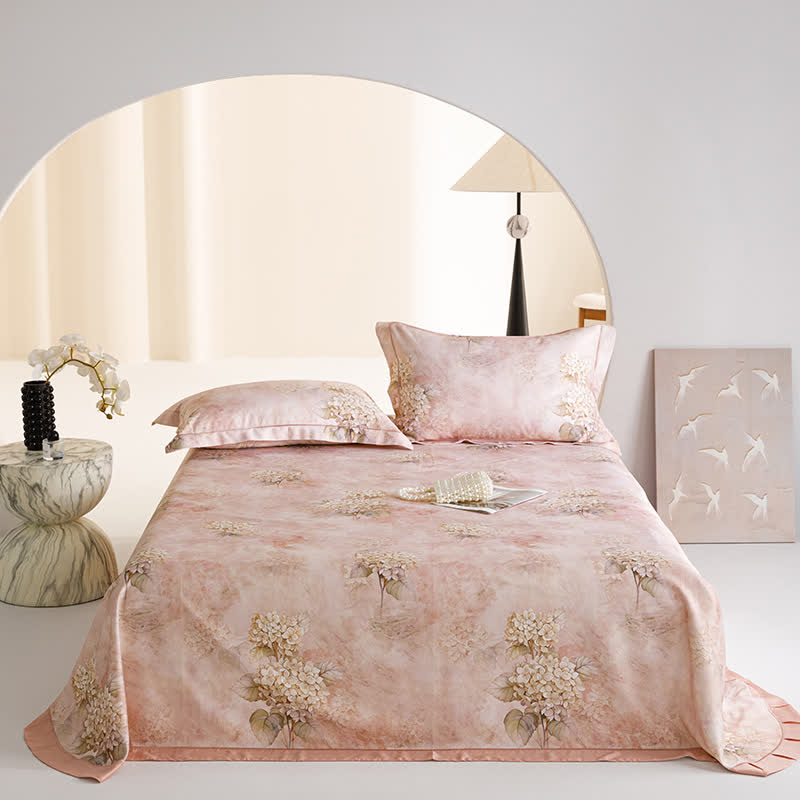 Couvre-lit frais en fibre naturelle avec imprimé hortensia