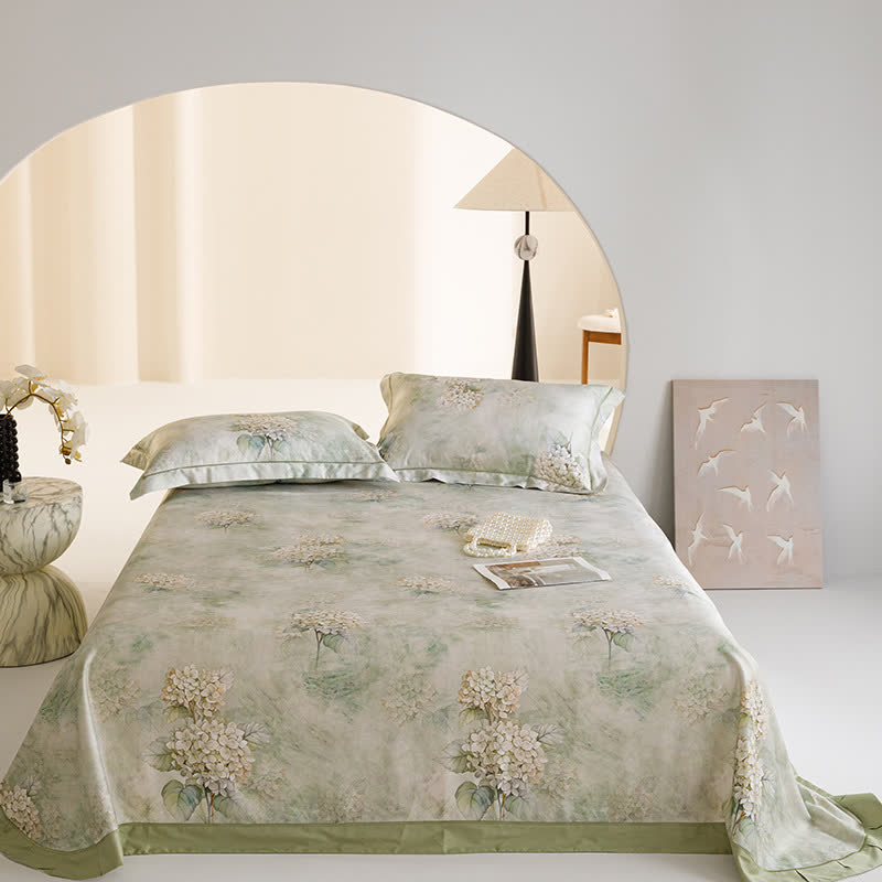 Couvre-lit frais en fibre naturelle avec imprimé hortensia