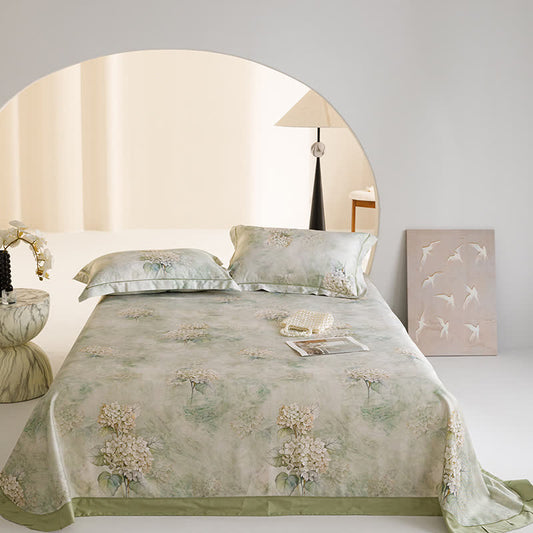 Couvre-lit frais en fibre naturelle avec imprimé hortensia