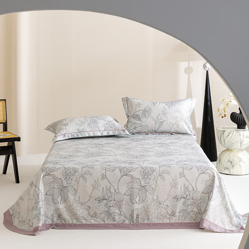 Couvre-lit frais en fibre naturelle avec imprimé pivoine
