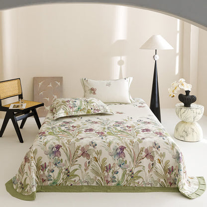 Couvre-lit frais en fibre naturelle avec imprimé orchidée