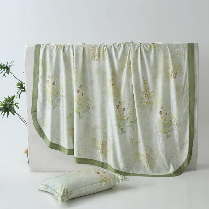Couvre-lit frais en fibre naturelle avec imprimé hibiscus
