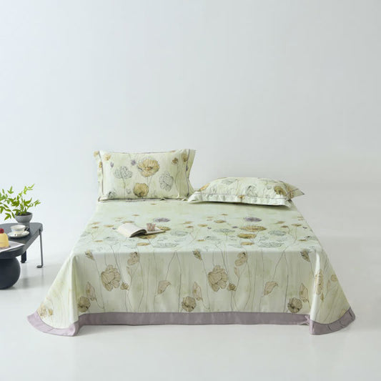 Couvre-lit frais en fibre naturelle avec motif coquelicot