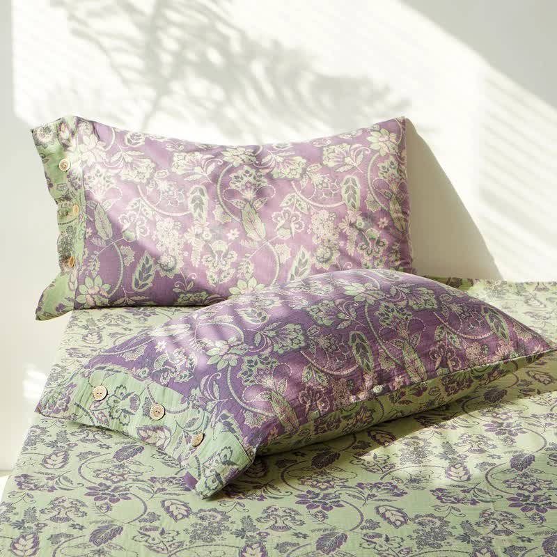 Couvre-lit en gaze de coton jacquard à motif floral abstrait