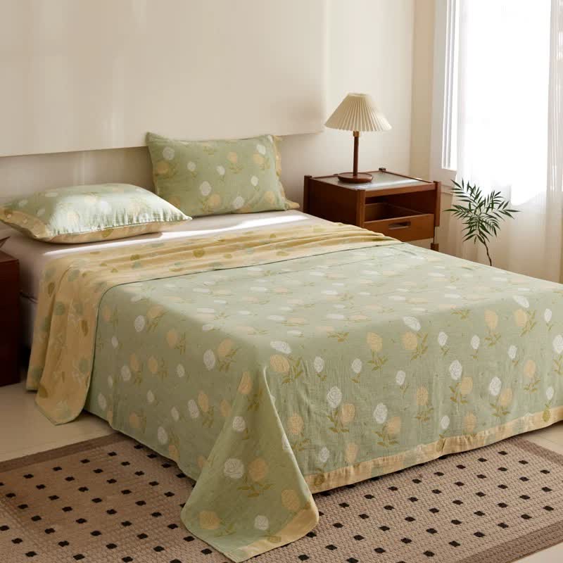 Couvre-lit jacquard en double gaze de coton rose