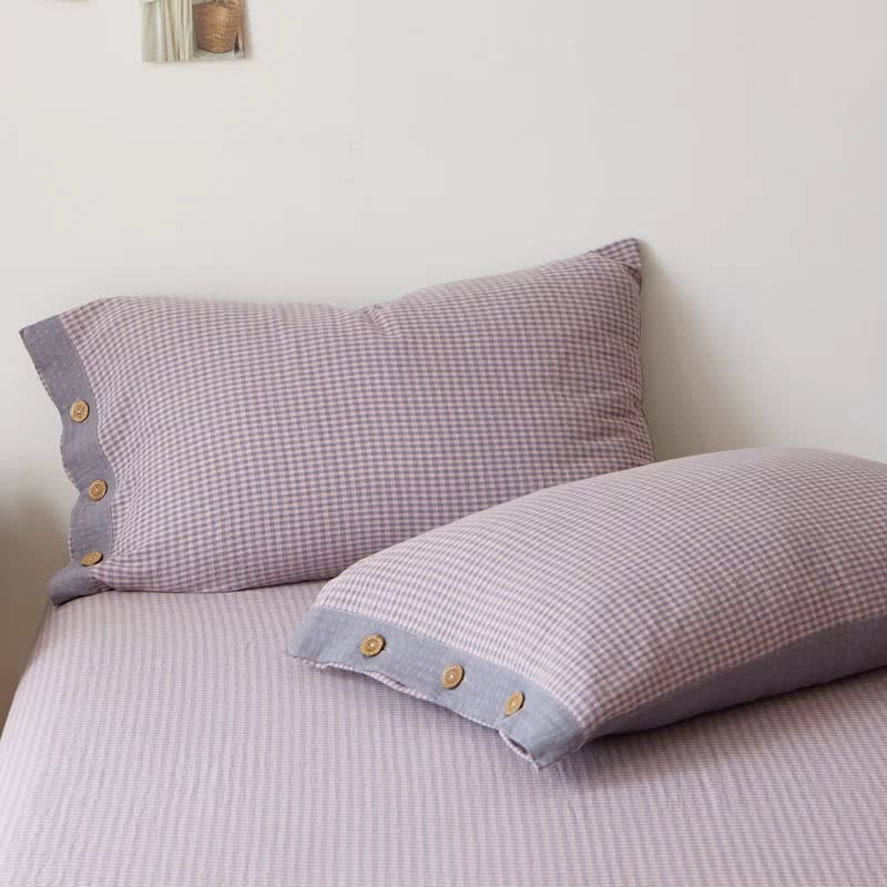 Couvre-lit en coton jacquard double gaze à carreaux