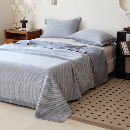 Couvre-lit en coton jacquard double gaze à carreaux