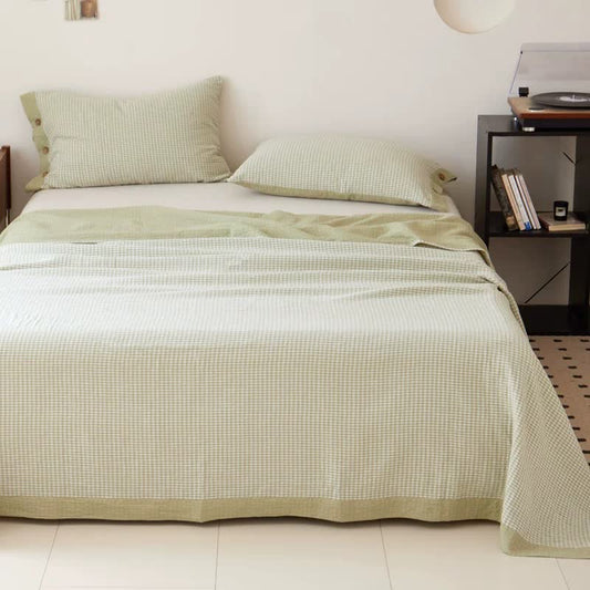 Couvre-lit en coton jacquard double gaze à carreaux