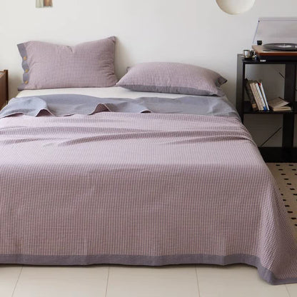 Couvre-lit en coton jacquard double gaze à carreaux