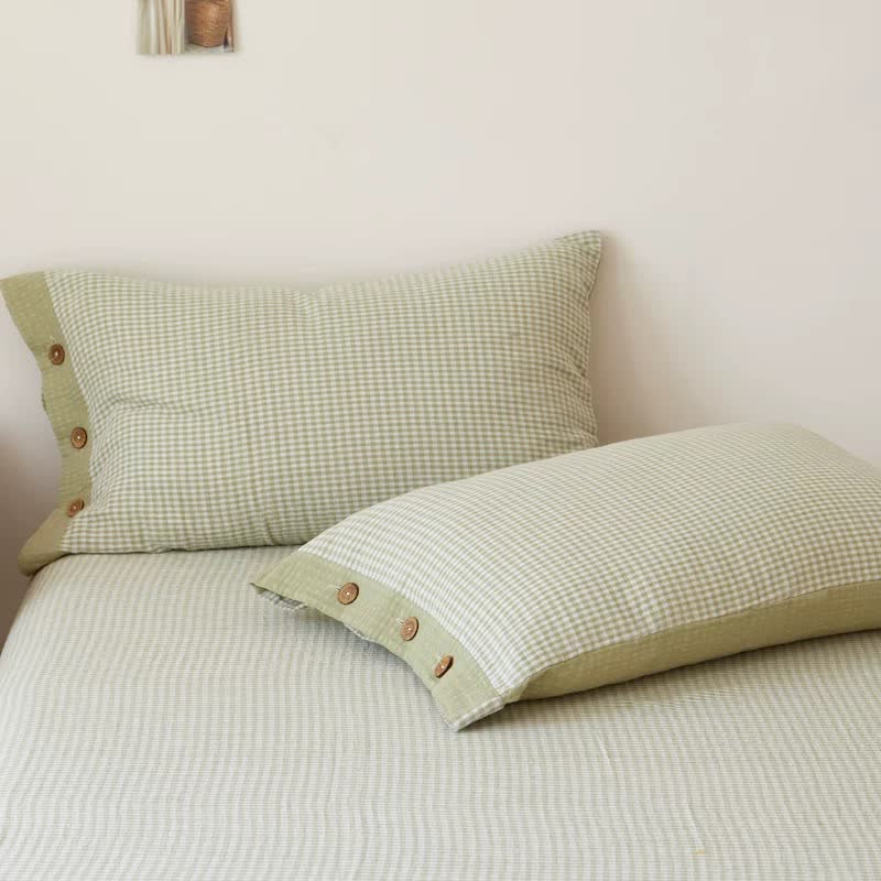 Couvre-lit en coton jacquard double gaze à carreaux